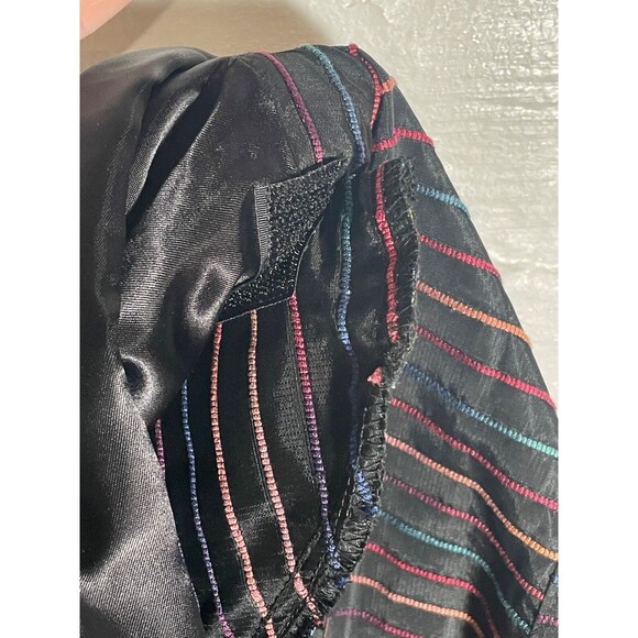 Vintage Karen Alexander Peplum Dress 80s Rainbow Stripe Long Sleeve Maxi Size 8 - Picture 10 of 16